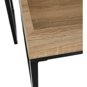 Set 2 masute DAGOR, stejar/negru, sticla/metal, 60x30x50 cm/ 50x27x44 cm
