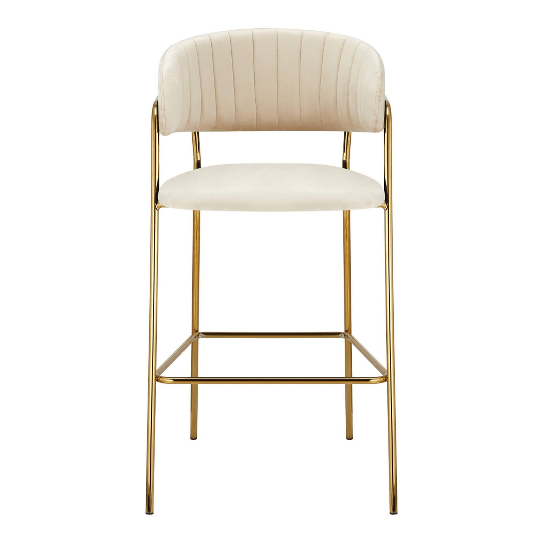 Scaun bar DASMIN TIP 2, bej/auriu, stofa catilfelata/metal, 54x54x109 cm