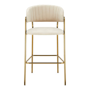 Scaun bar DASMIN TIP 2, bej/auriu, stofa catilfelata/metal, 54x54x109 cm