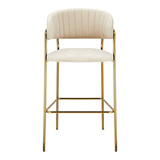 Scaun bar DASMIN TIP 2, bej/auriu, stofa catilfelata/metal, 54x54x109 cm