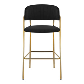 Scaun bar DASMIN TIP 2, negru/auriu, stofa catifelata/metal, 54x54x109 cm