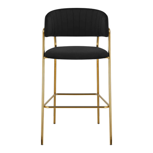 Scaun bar DASMIN TIP 2, negru/auriu, stofa catifelata/metal, 54x54x109 cm