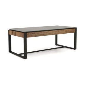 Masuta de cafea RAMONA, marmura neagra/nuc,ntetizat, 121x61x45 cm