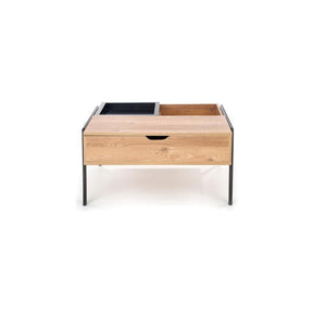 Masuta de cafea PODIUM, stejar natural/negru furniruit, cu spatiu depozitare, 85x80x43 cm