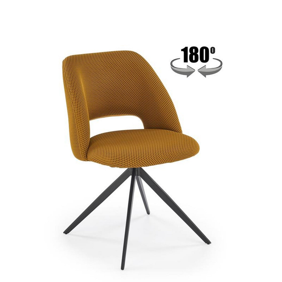 Scaun rotativ K546, galben/negru, panza/metal, 52x60x79 cm