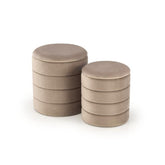 Set 2 taburete PACHO, bej, stofa catifelata, 40x44/33x39 cm