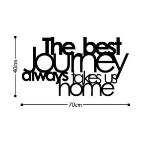 Decoratiune perete THE BEST JOURNEY ALWAYS, metal, negru, 70×40 cm