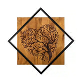 Decoratiune perete TREE 2, nuc/negru, lemn/metal, 54x54 cm