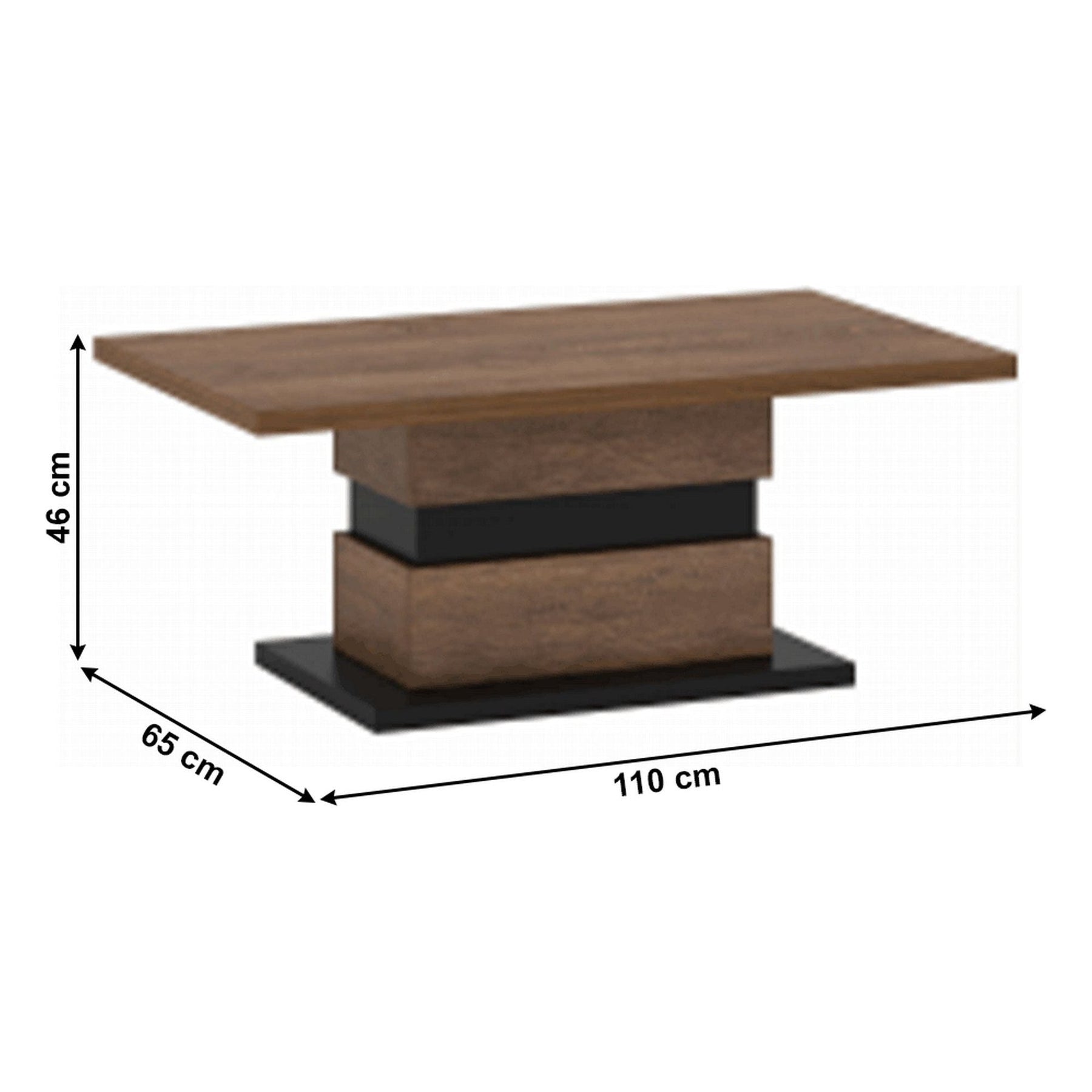 Masuta cafea DELIS T, stejar bolzano/negru laminat, 110x65x45 cm