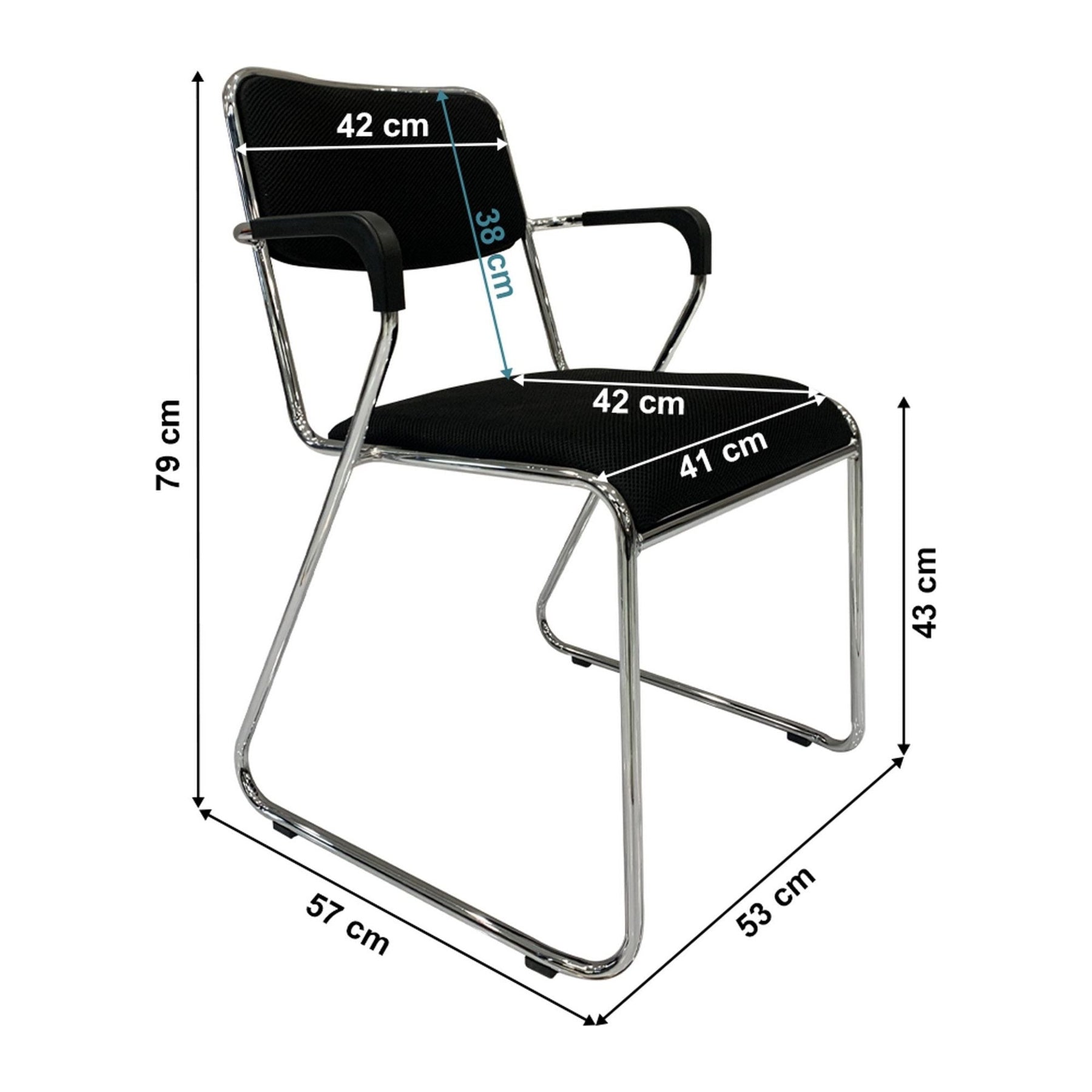 Scaun DERYA, negru/crom, plasa/metal, 53x57x79 cm