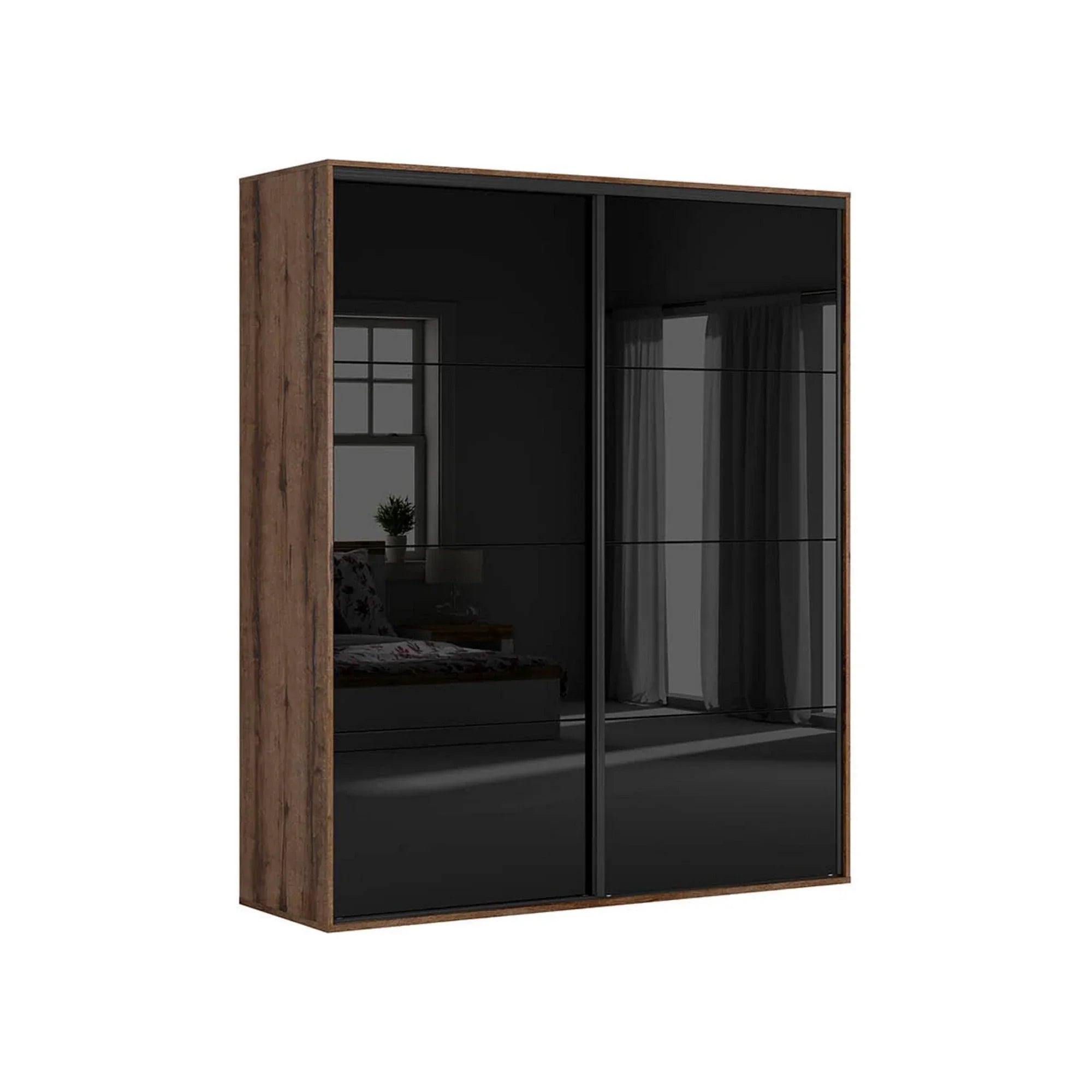 Dressing BERGEN OCN-29447, stejar inchis/negru lucios