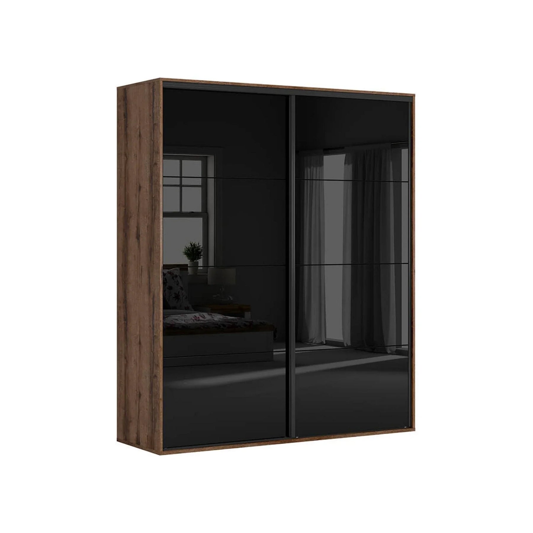 Dressing BERGEN OCN-29447, stejar inchis/negru lucios