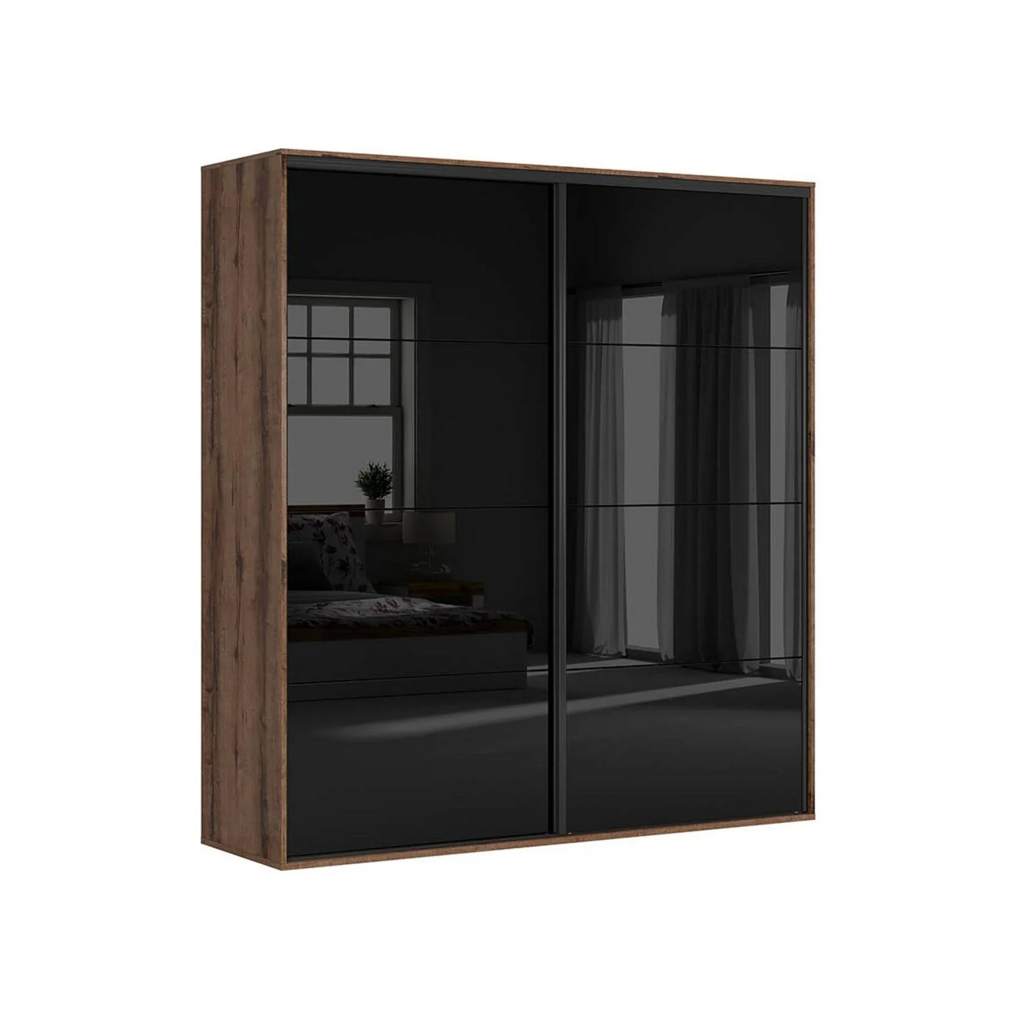 Dressing BERGEN OCN-29456, stejar inchis/negru lucios