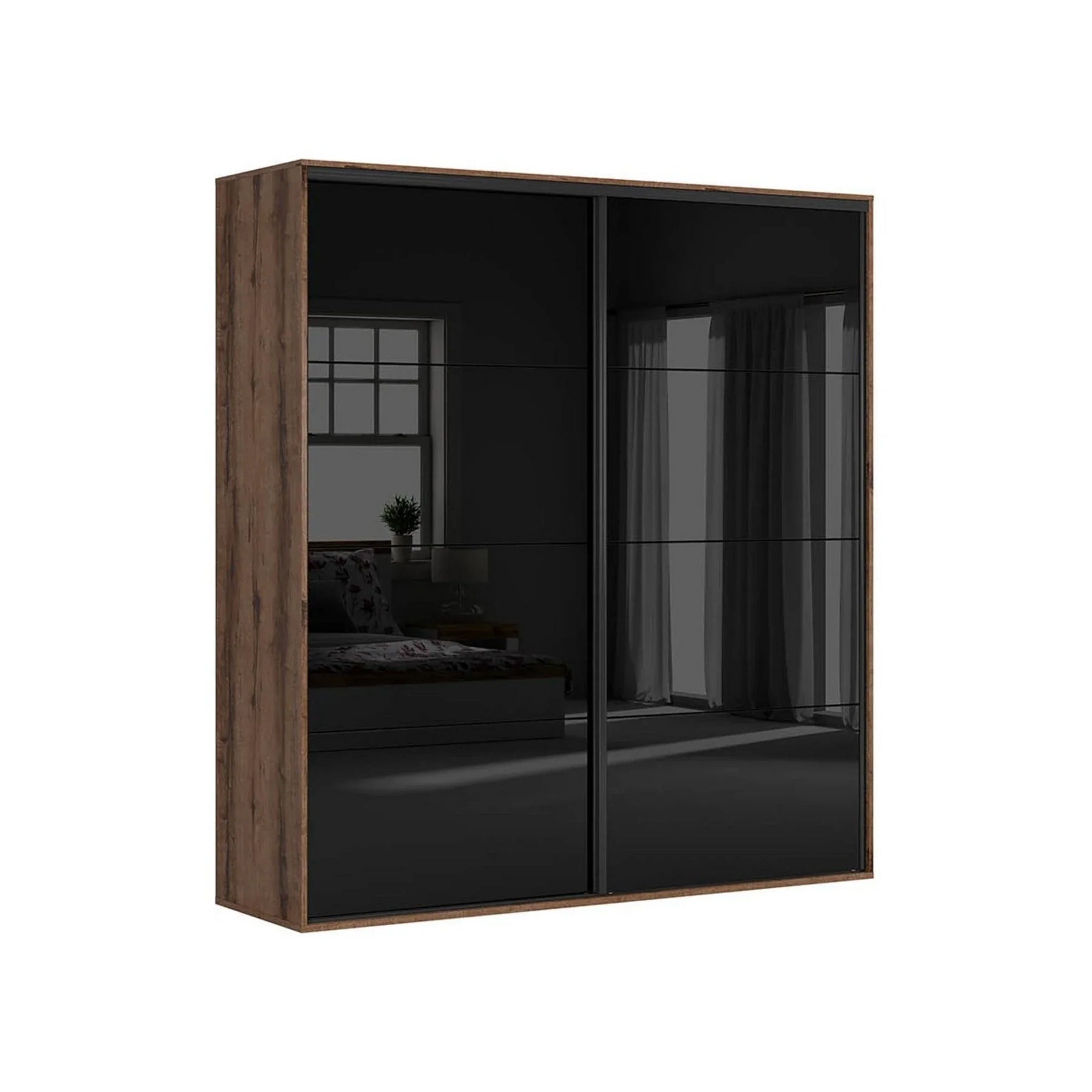 Dressing BERGEN OCN-29456, stejar inchis/negru lucios