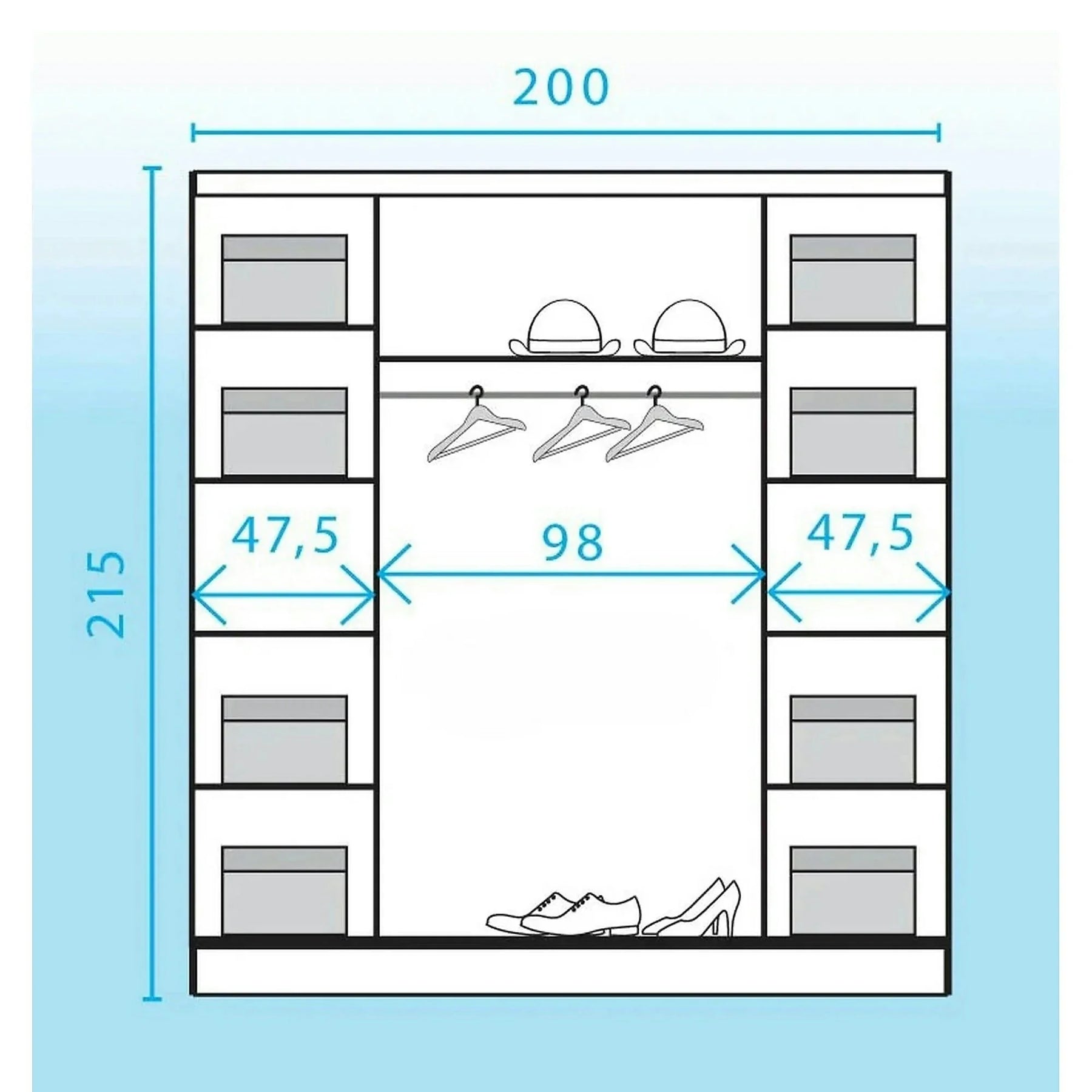 Dressing DENVER DEN3, PAL/MDF, casmir/stejar wotan, 200×59×215 cm