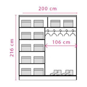 Dressing EFFECT, alb andersen, PAL melaminat, cu 2 usi, 200x59x216 cm