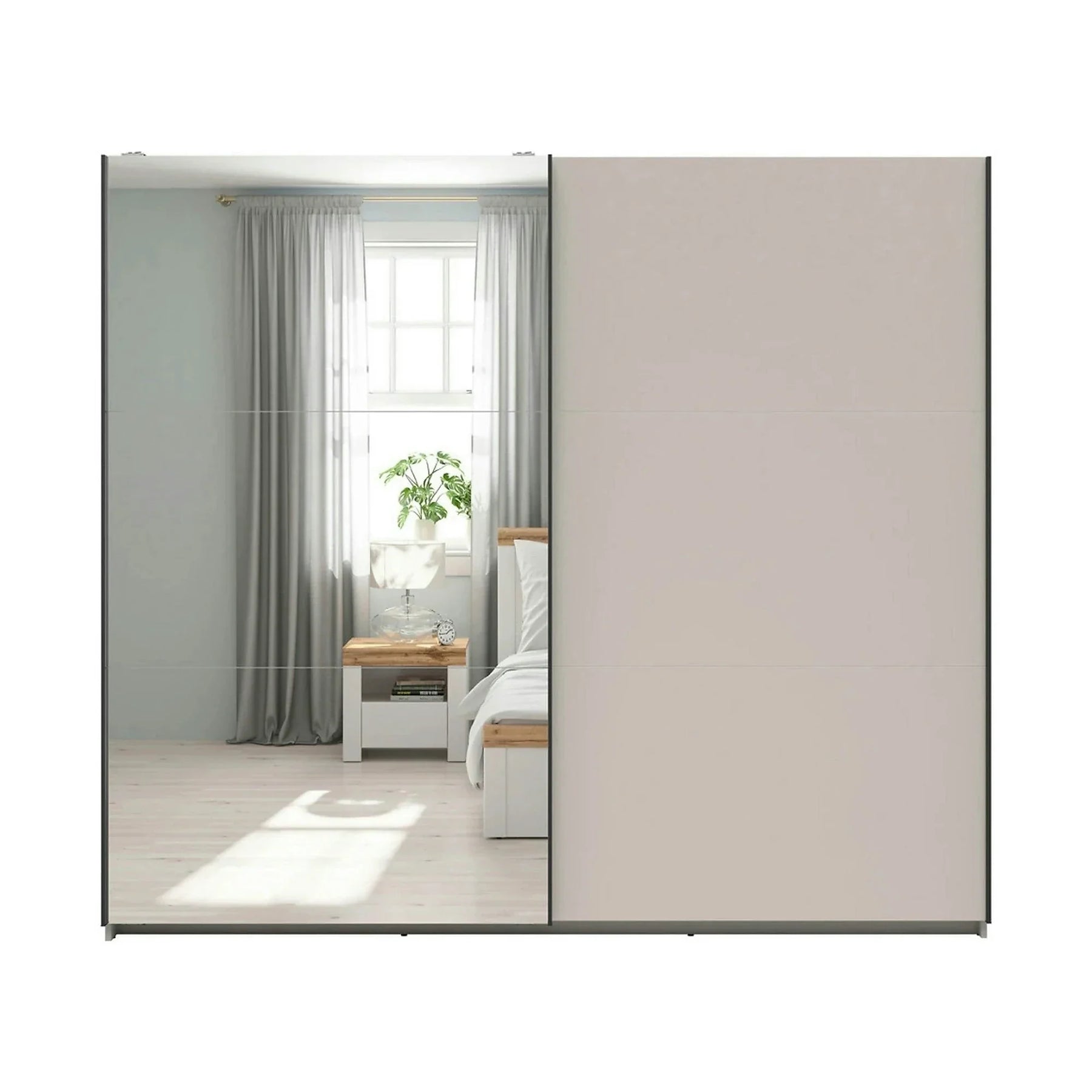 Dressing TETRIX, casmir, PAL, cu 2 usi si oglinda, 220x60x196 cm