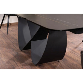 Masa extensibila INFINITY CERAMIC, negru, sticla securizata/ceramica, 160/240x95x76 cm