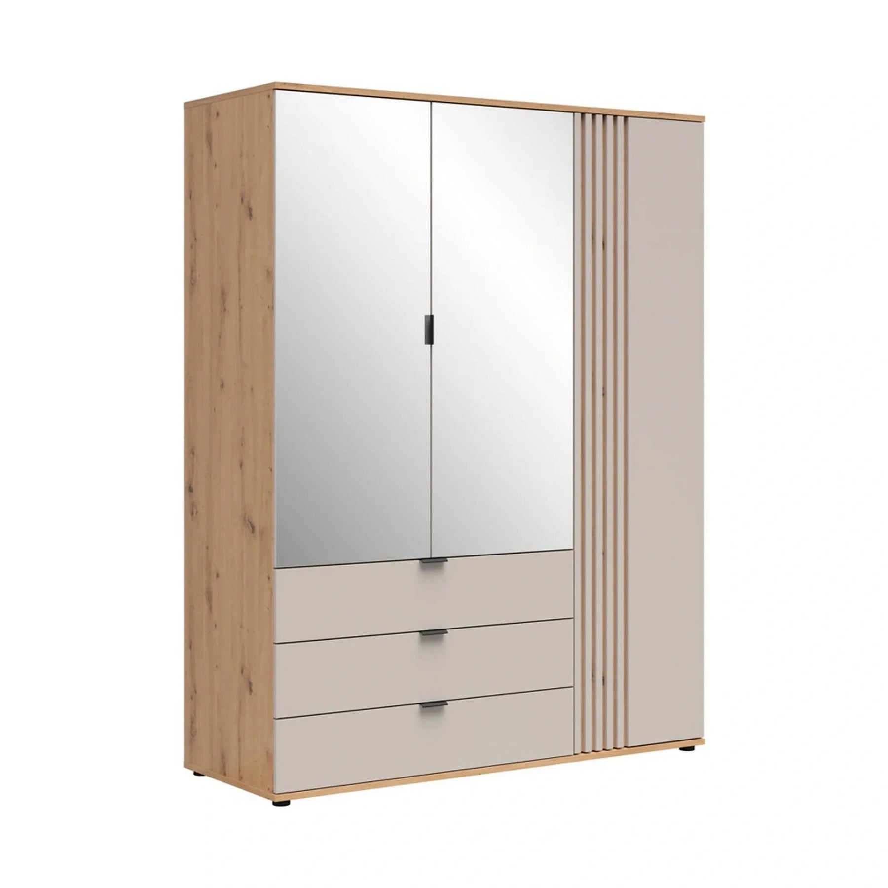 Dulap 150 BREVAS, stejar artisan/casmir, PAL, cu 3 usi si 3 sertare, 150x56x196 cm