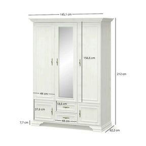 Dulap 5 usi IRYS, PAL laminat/MDF/HDF, pin alb anderson, 145×62×212 cm
