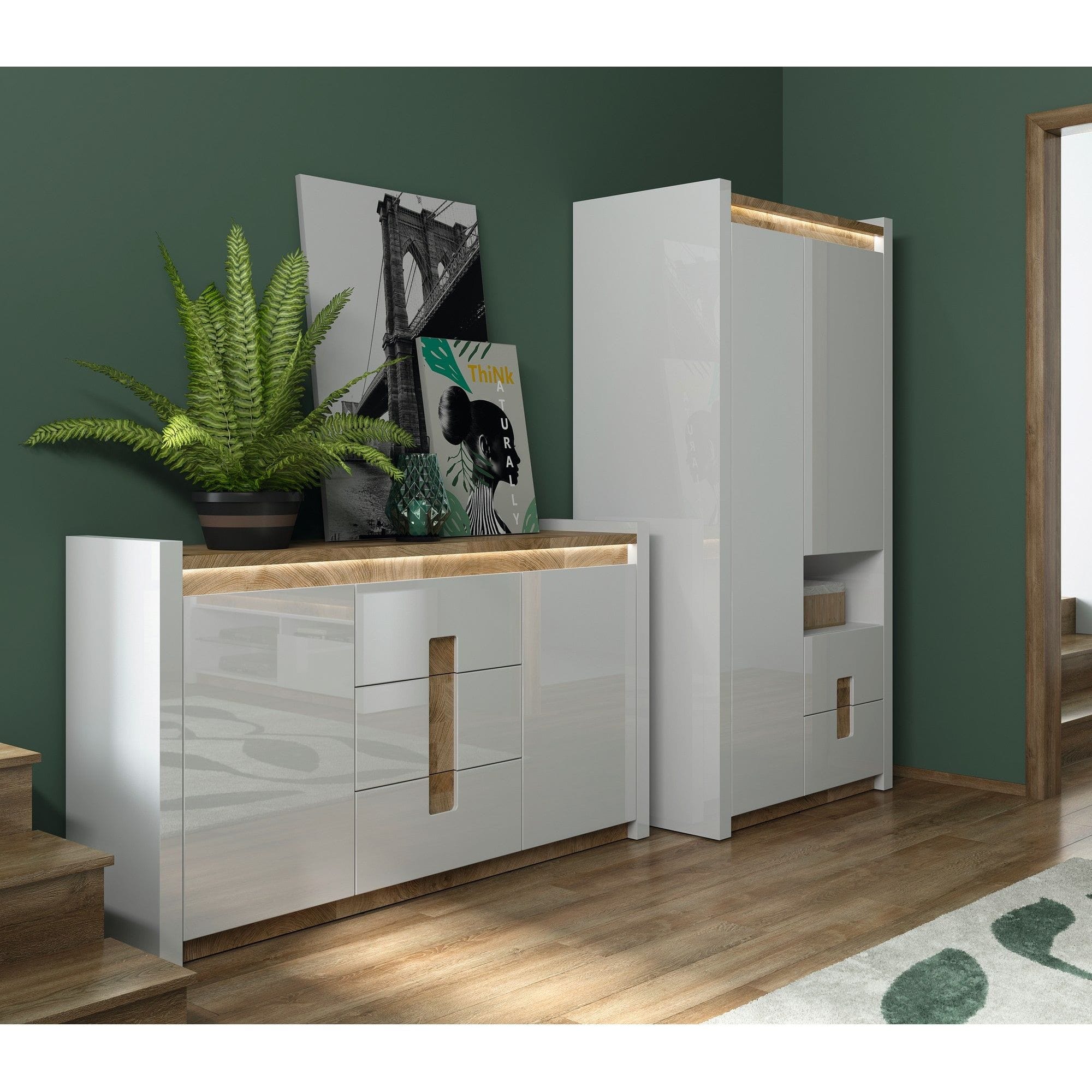 Dulap BERGEN OCN-29356, alb/stejar