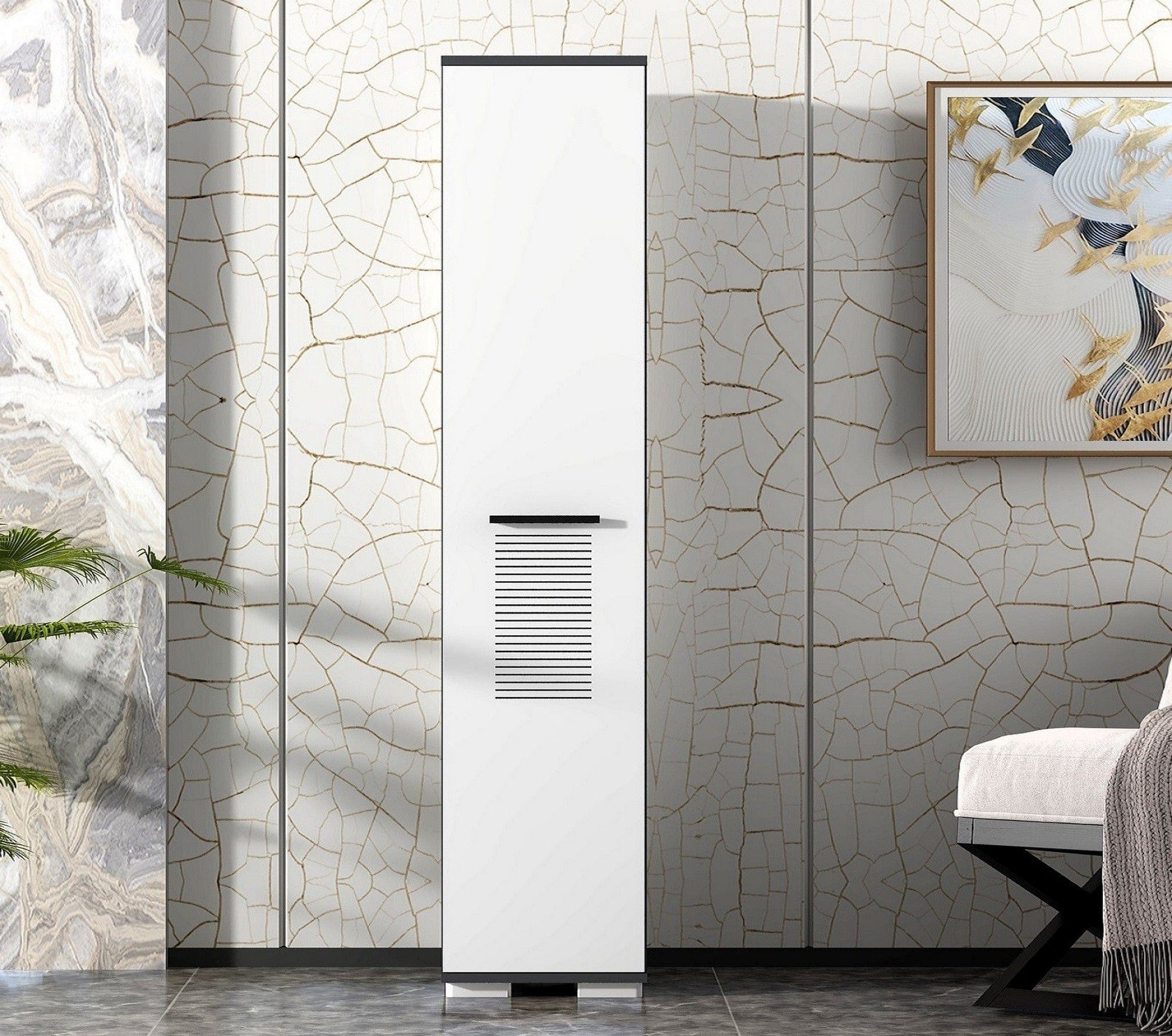 Dulap AMSTERDAM OCN-32949, alb/gri antracit