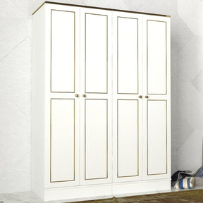 Dulap alb cu detalii aurii, elegant, perfect pentru un living modern – primabucata