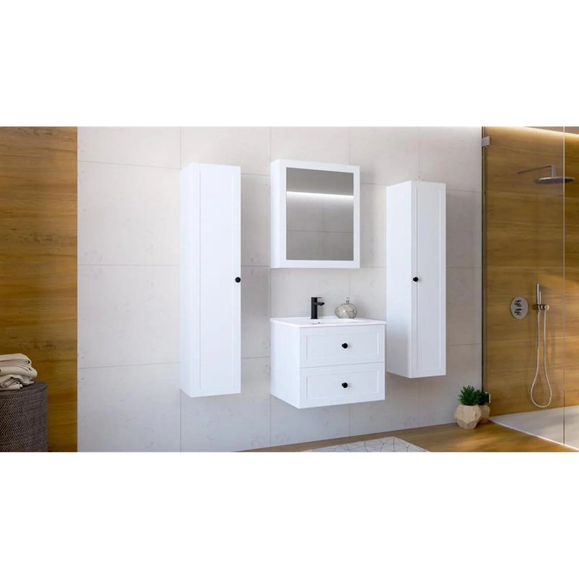 Dulap baie HOUSTON OCN-37833, alb mat/alb