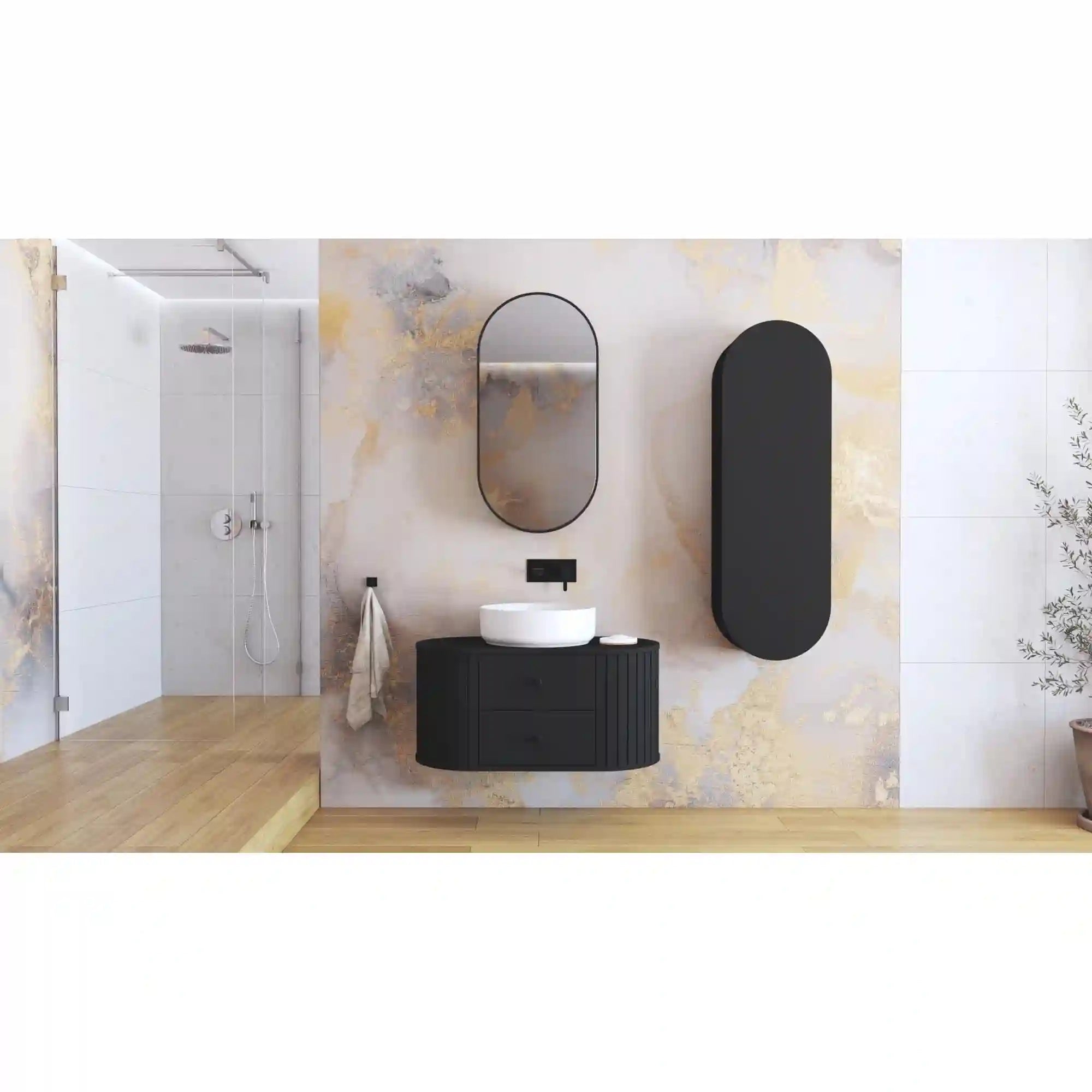 Dulap baie HOUSTON OCN-37843, negru mat/negru