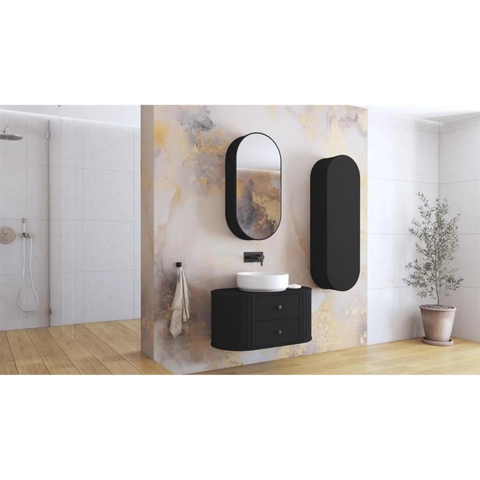 Dulap baie HOUSTON OCN-37845, negru mat/negru