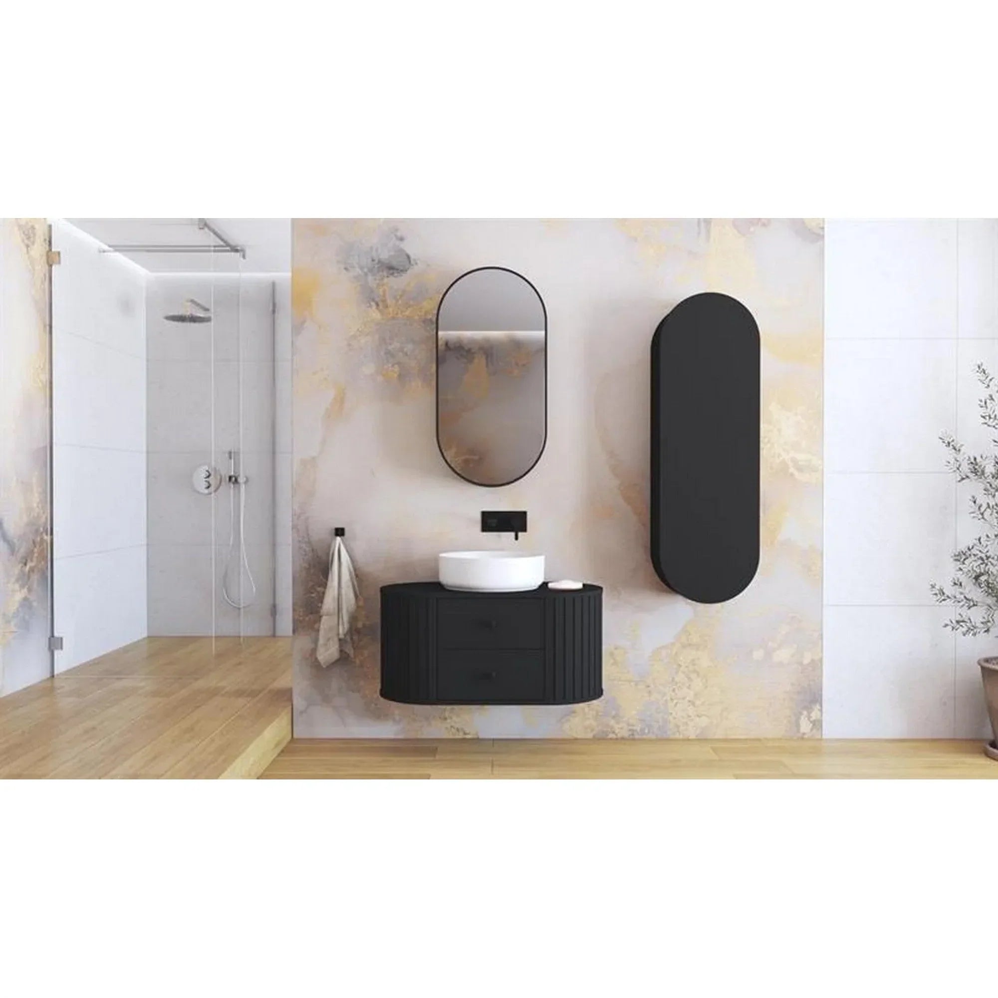 Dulap baie HOUSTON OCN-37845, negru mat/negru