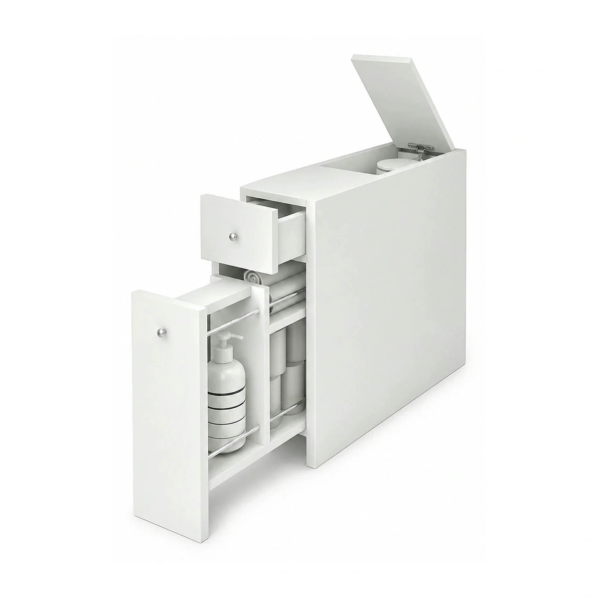 Dulap baie SMART, alb, PAL melaminat, cu 2 sertare, 20x60x55 cm