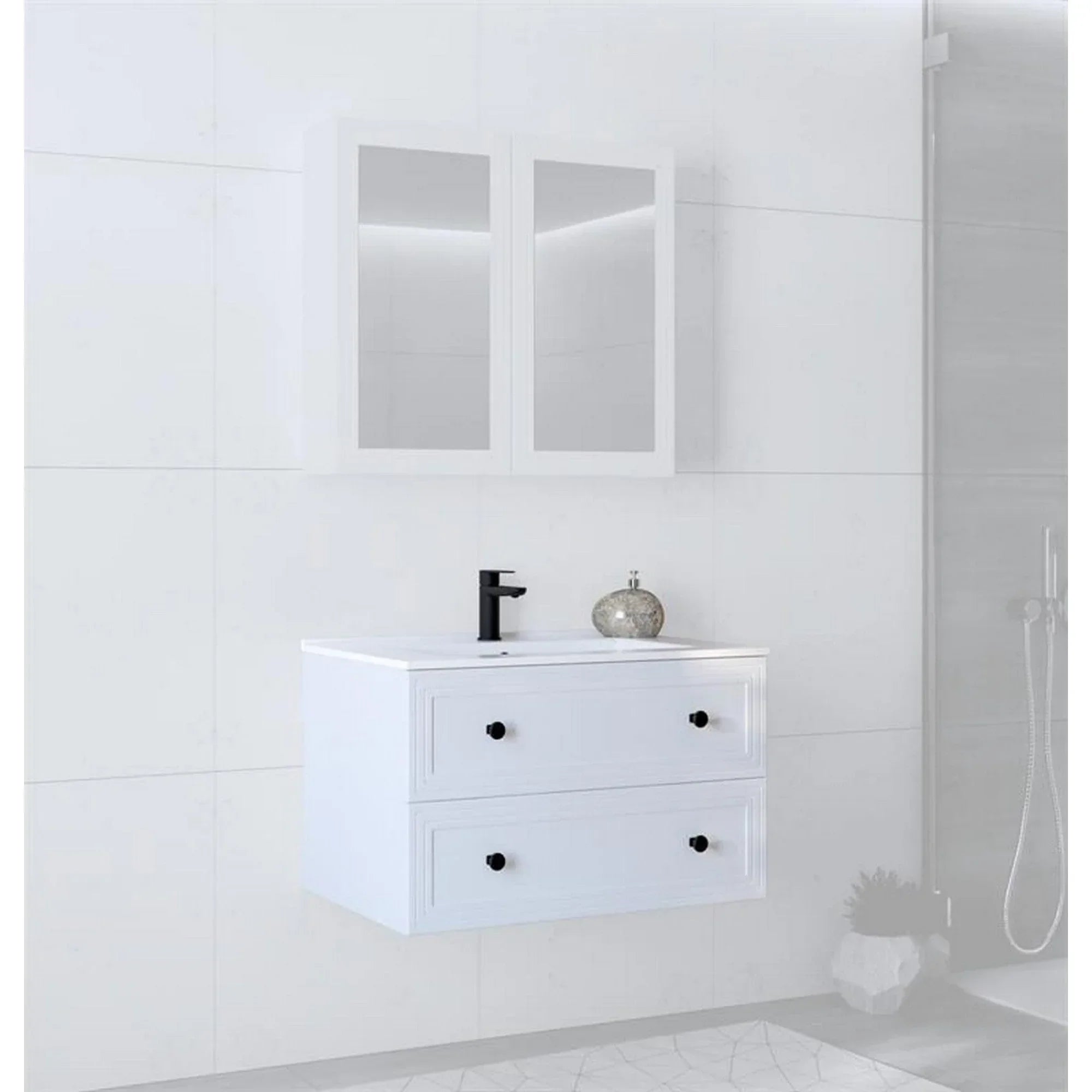 Dulap baie suspendat HOUSTON OCN-37821, alb mat/alb