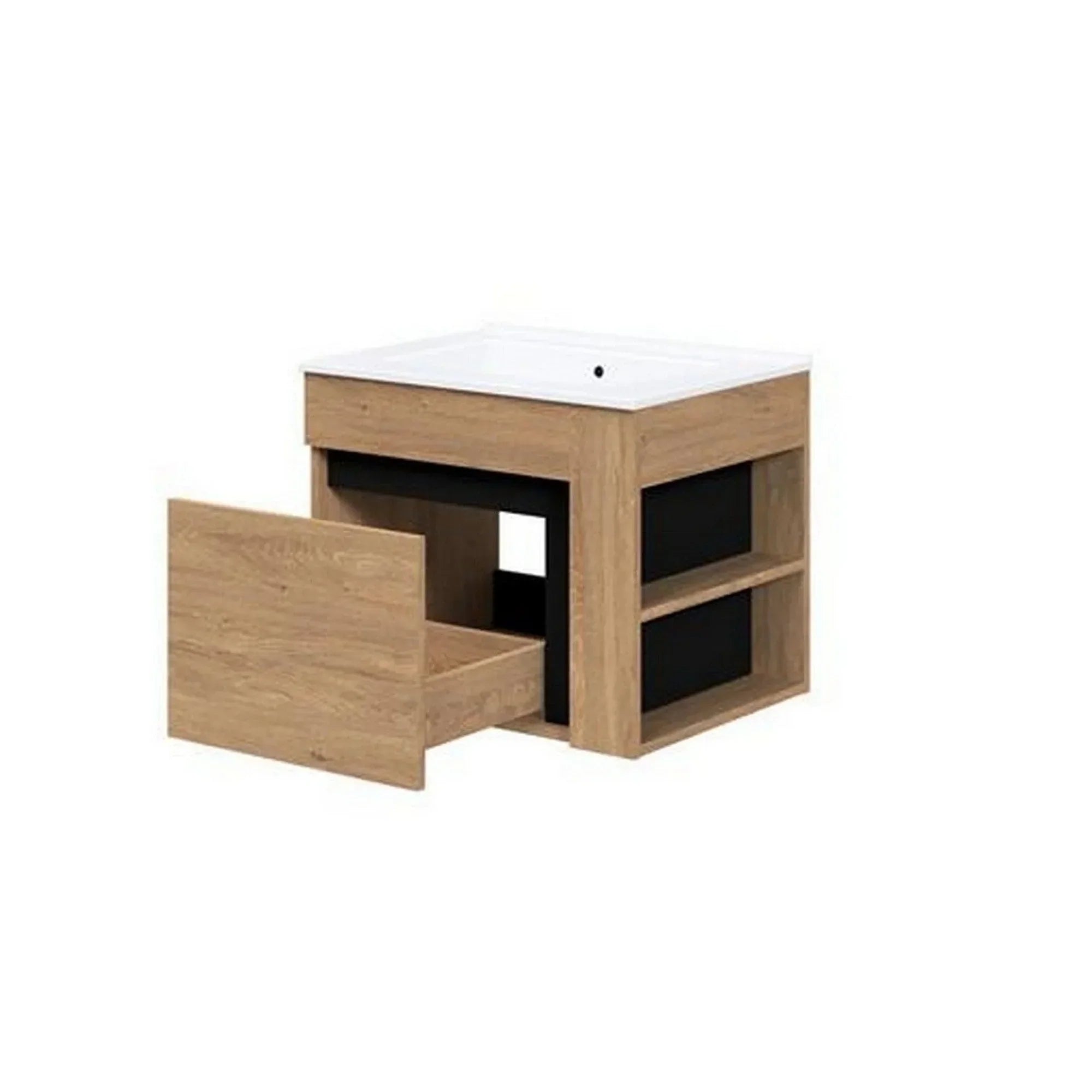 Dulap baie suspendat HOUSTON OCN-37829, stejar auriu/negru