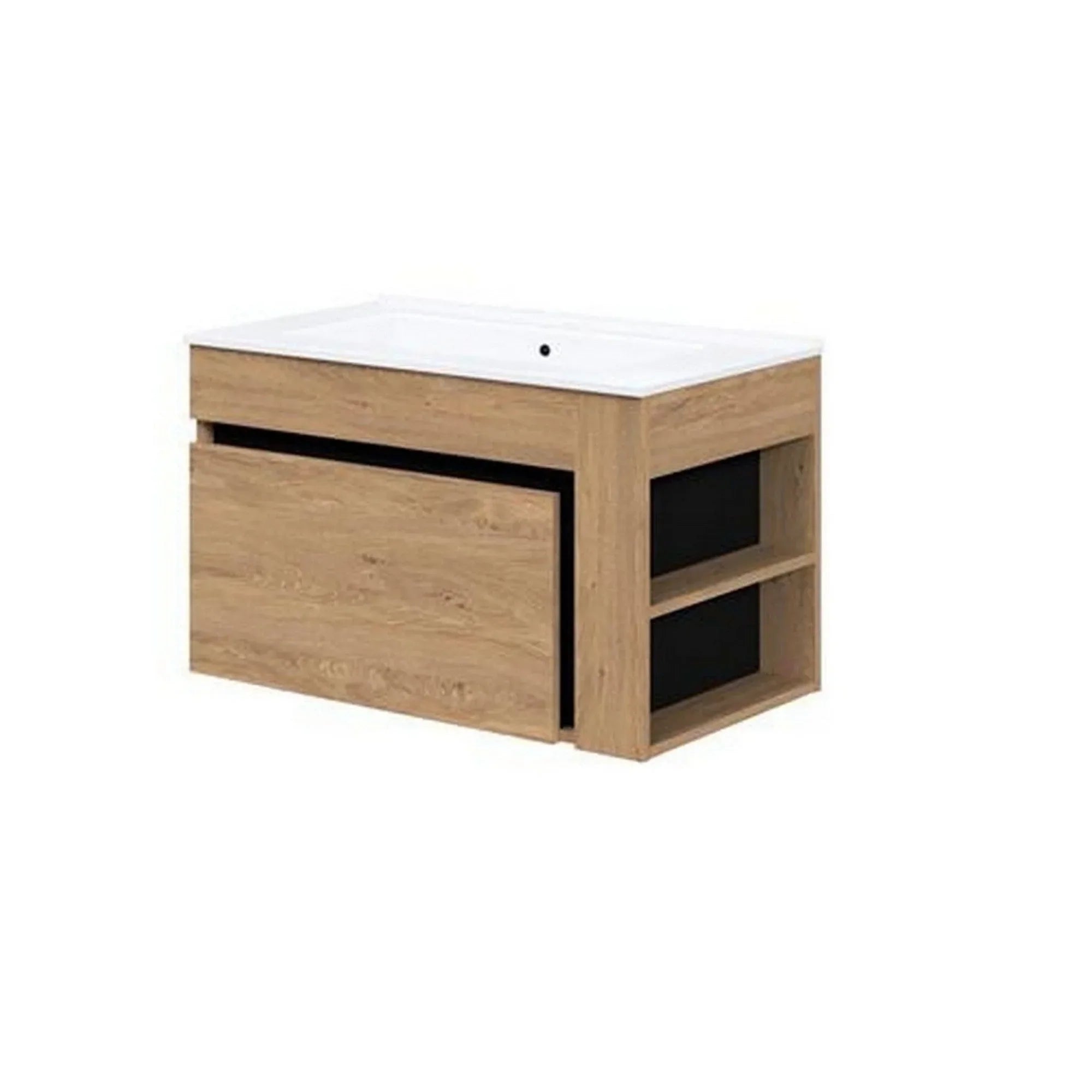 Dulap baie suspendat HOUSTON OCN-37830, stejar auriu/negru