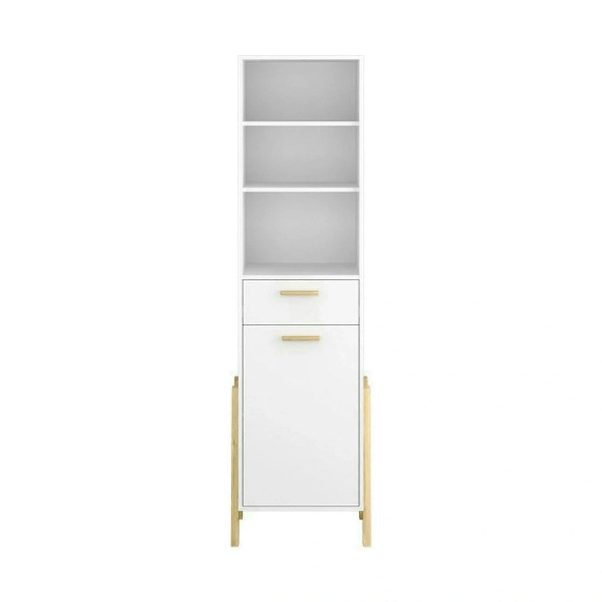 Dulap BELLE, alb/stejar auriu, PAL laminat, cu o usa si un sertar, 96x55x197 cm