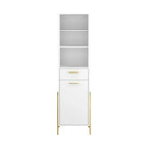 Dulap BELLE, alb/stejar auriu, PAL laminat, cu o usa si un sertar, 96x55x197 cm