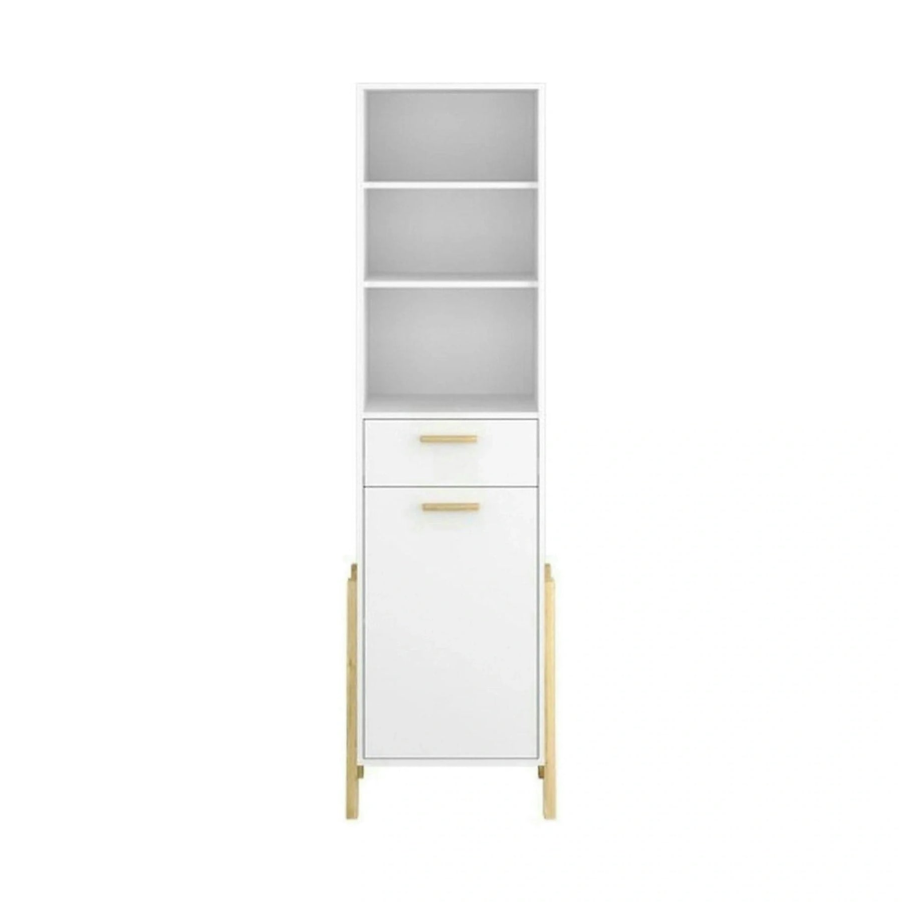 Dulap BELLE, alb/stejar auriu, PAL laminat, cu o usa si un sertar, 96x55x197 cm