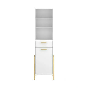 Dulap BELLE, alb/stejar auriu, PAL laminat, cu o usa si un sertar, 96x55x197 cm