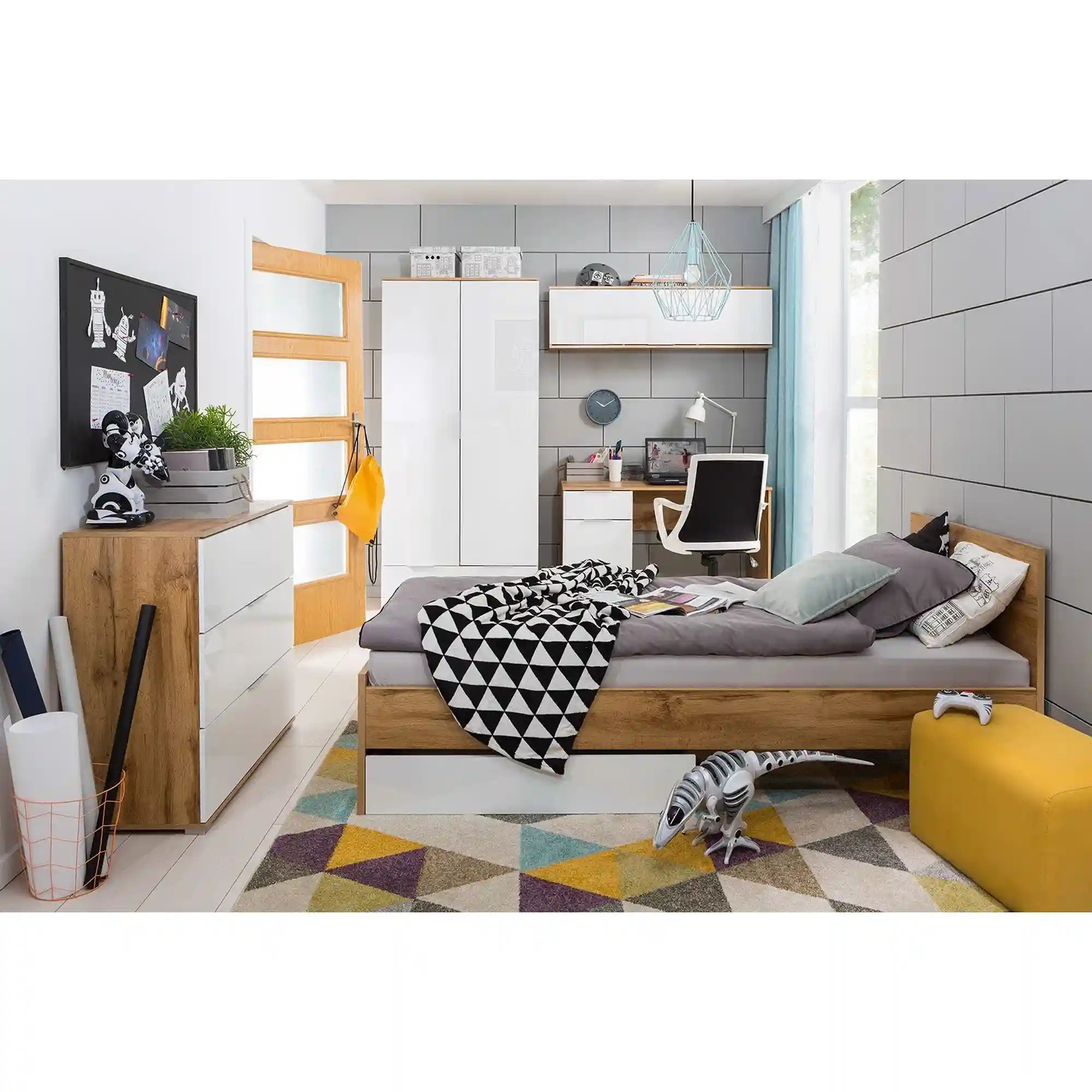 Dulap BERGEN OCN-29186, stejar wotan/alb lucios