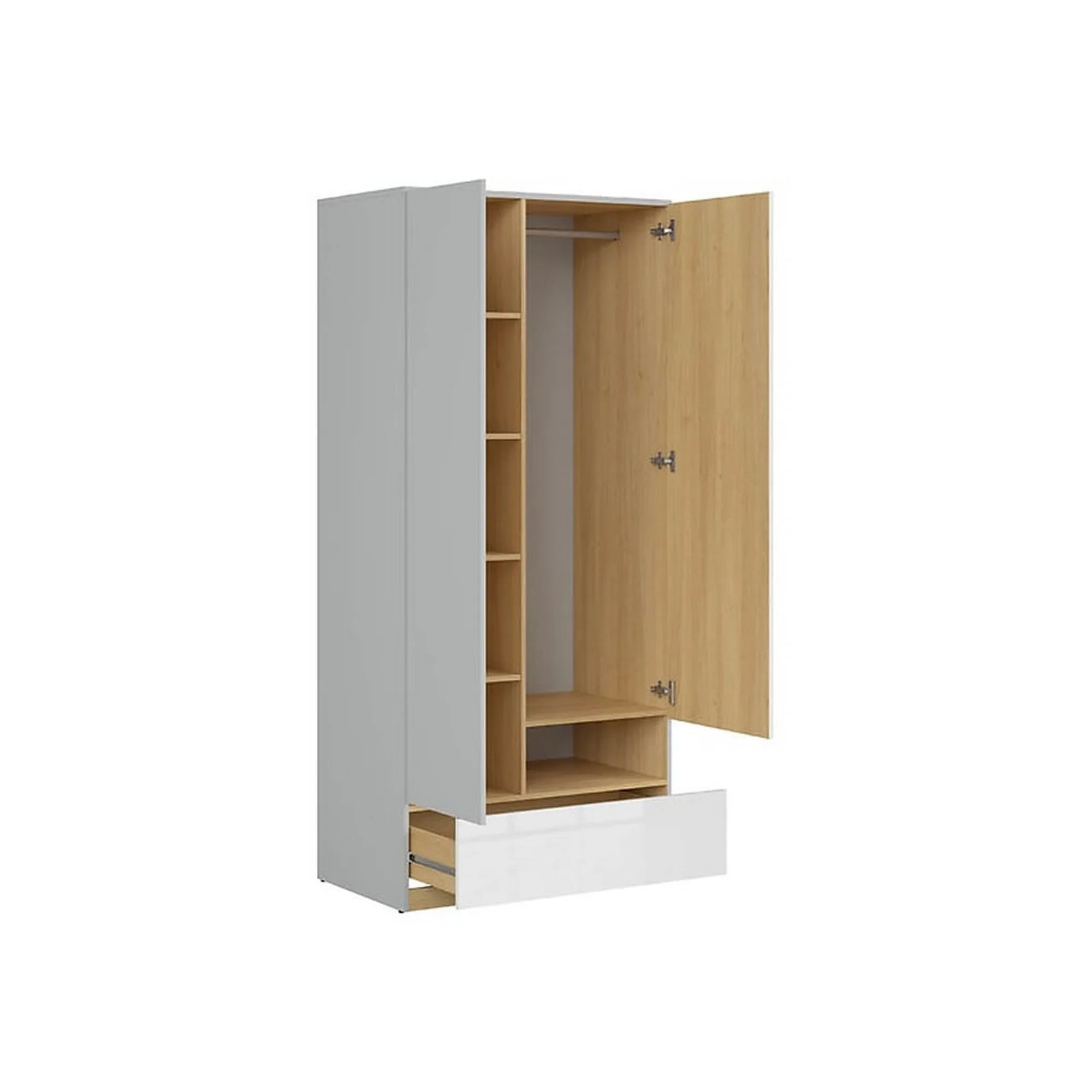 Dulap BERGEN OCN-29264, gri deschis/alb lucios