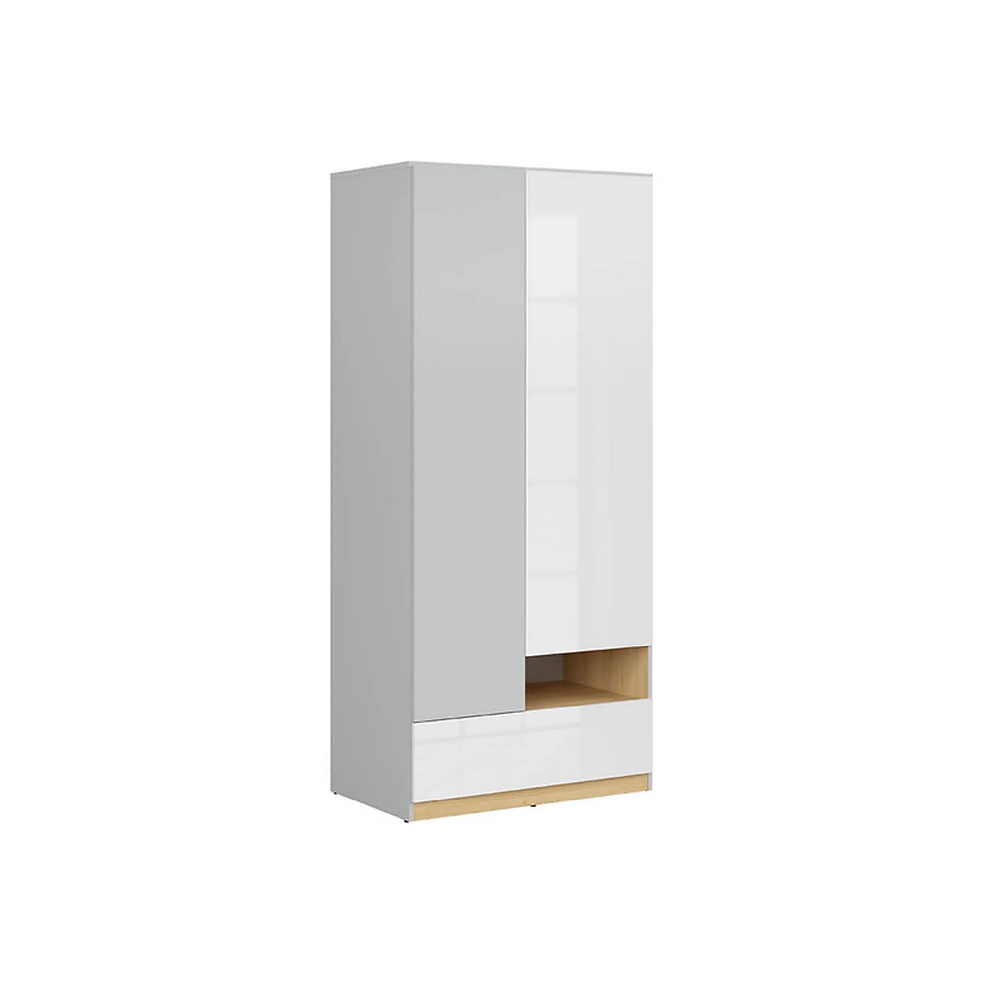 Dulap BERGEN OCN-29264, gri deschis/alb lucios