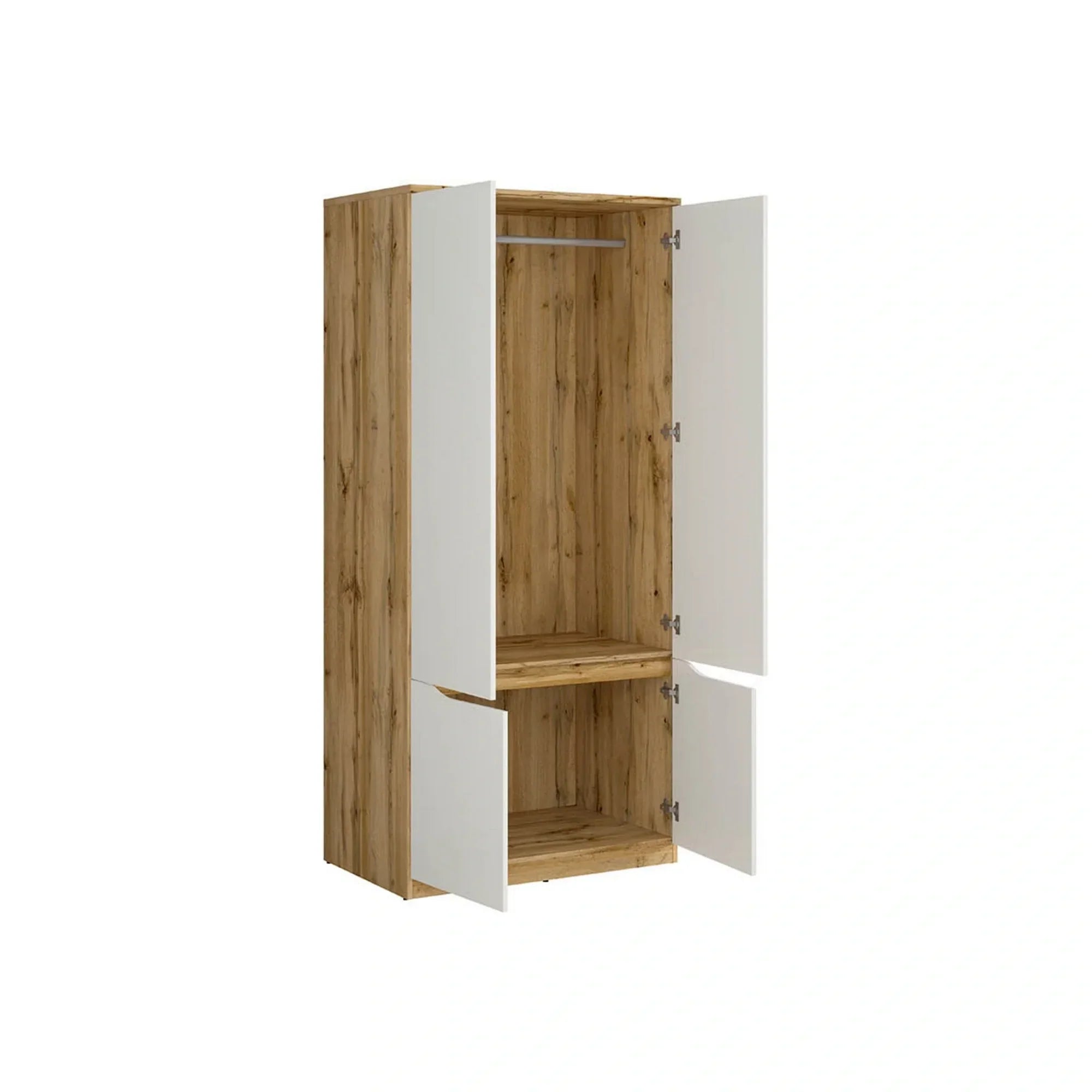 Dulap BERGEN OCN-29266, alb lucios/stejar wotan