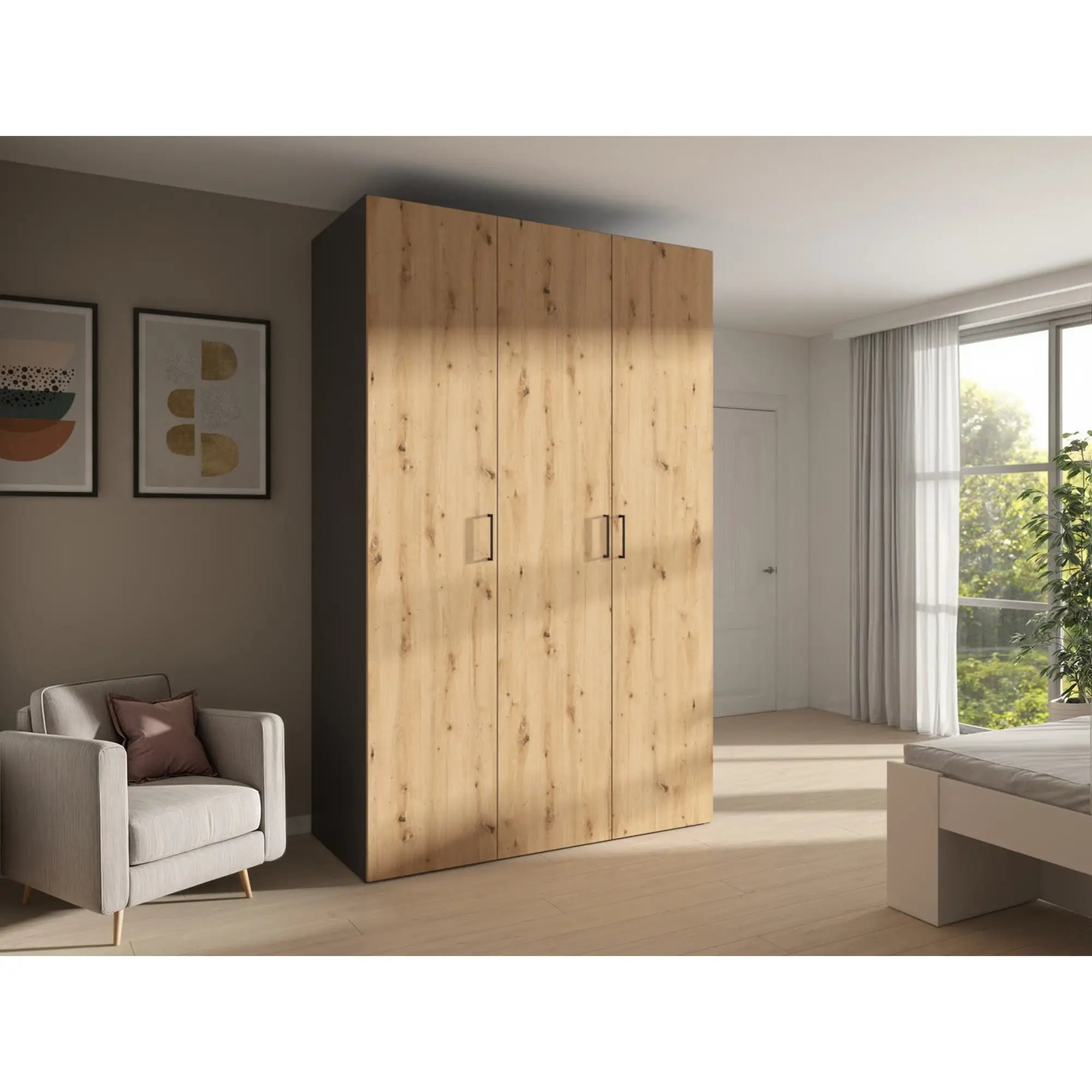 Dulap BERGEN OCN-29381, gri grafit/stejar artisan