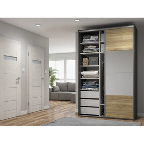 Dulap BERGEN OCN-29398, gri grafit/stejar