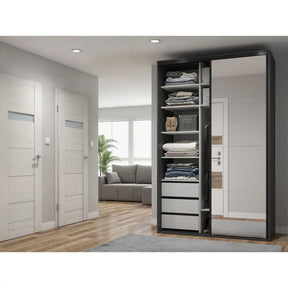 Dulap BERGEN OCN-29400, gri grafit/stejar artisan