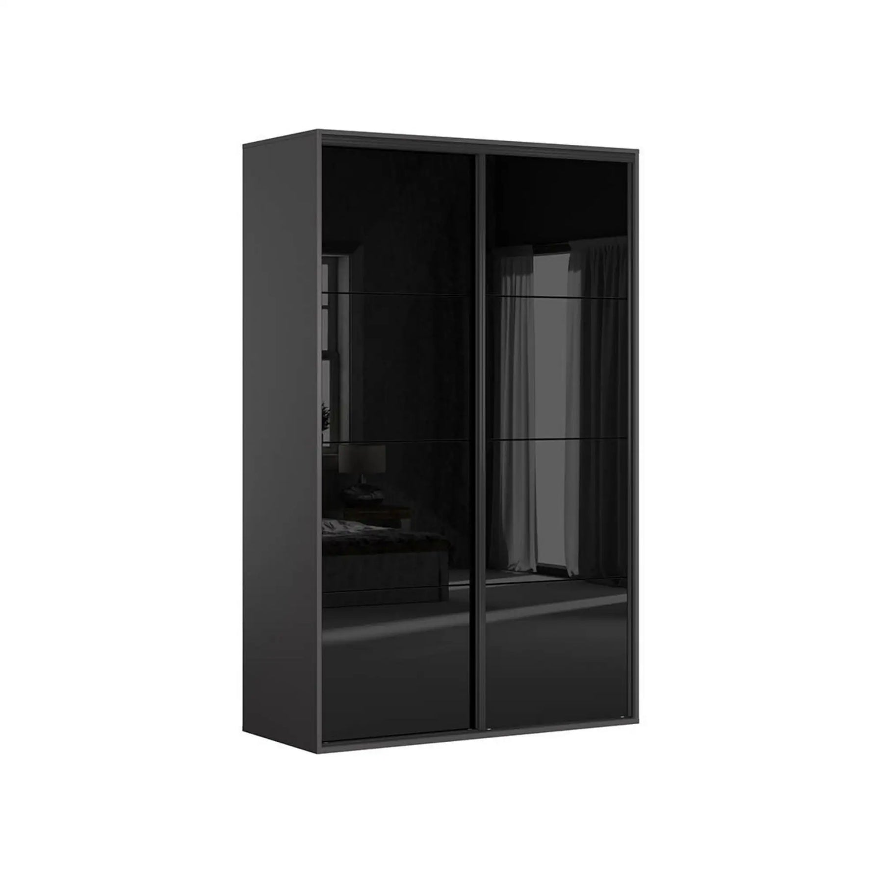 Dulap BERGEN OCN-29406, gri grafit/negru lucios