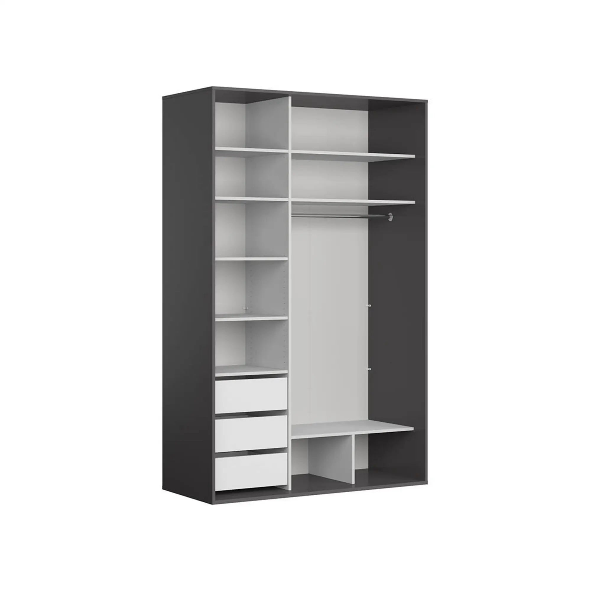 Dulap BERGEN OCN-29406, gri grafit/negru lucios