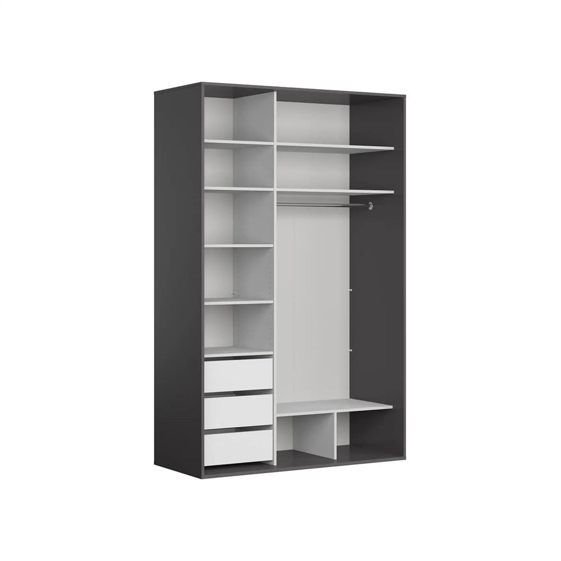 Dulap BERGEN OCN-29406, gri grafit/negru lucios