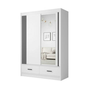 Dulap CANADA CA24-150, alb/negru, PAL, cu 2 usi si 2 sertare, 150x60x215 cm